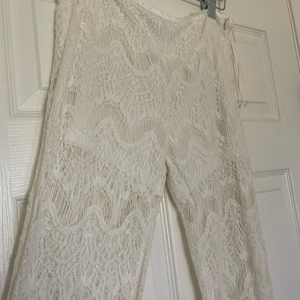 Lace Flare Women’s Pants - Cream - Picture 3 of 6